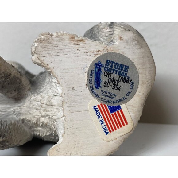 VTG United Design Co Sandicast Stone Critters Cat Tabby Gray White SC- 354 Green - Picture 9 of 9